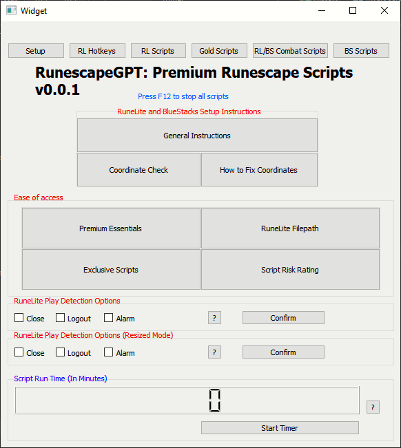RunescapeGPT's GUI